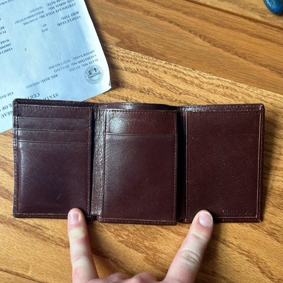 Vintage Dior Tri-Fold Brown Leather Compact Wallet Men’s Unisex Accessory - Picture 2 of 3